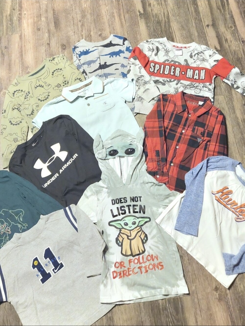 Toddler 10 Pc Lot Tops Sz 4 & 5, Guess, Nike, Marvel, CK, Under Armour, Hurley